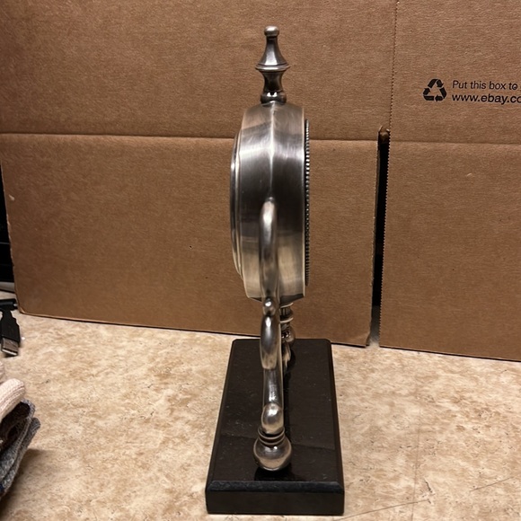 BOMBAY CO. Pewter EDMOND Clock Quartz Desk Granite Base - Picture 4 of 6